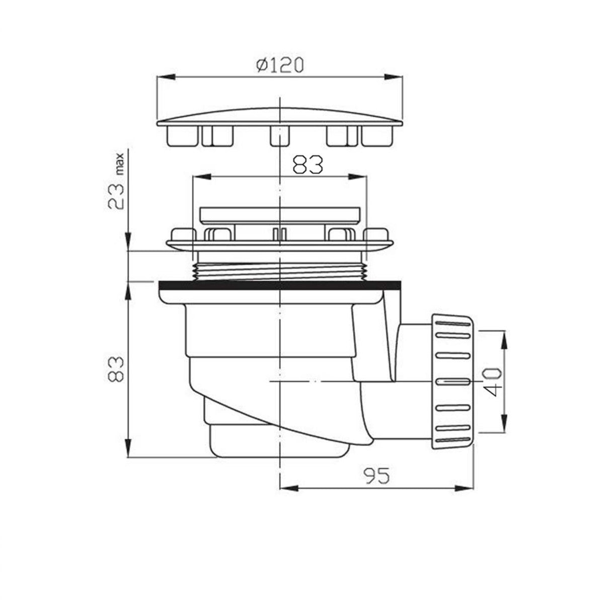 1711C Polysan sifon za tuš kad 90 mm