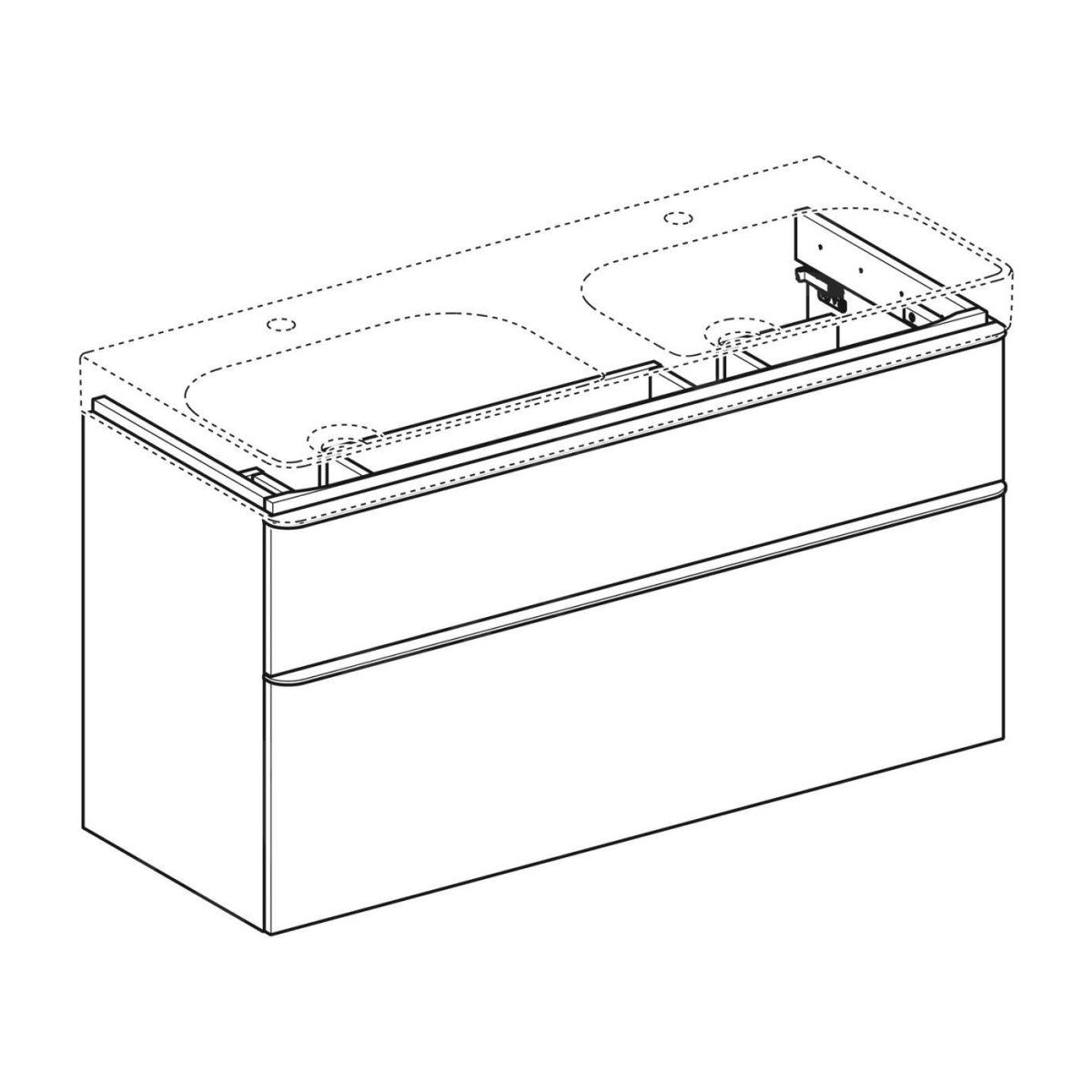 500.356.00.1 Geberit Smyle Square 118 x 47 cm omarica za dvojni umivalnik