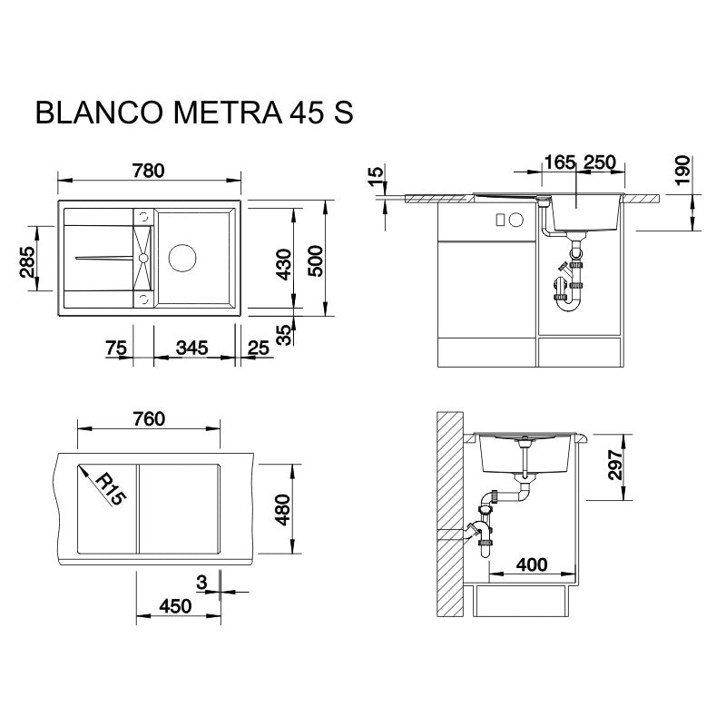 513194 Blanco Metra 45 pomivalno korito iz umetnega kamna