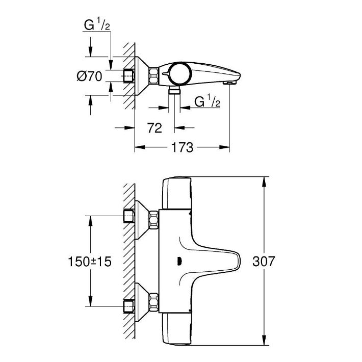 34227002 Grohe Precision Trend stenska termostatska armatura za kad