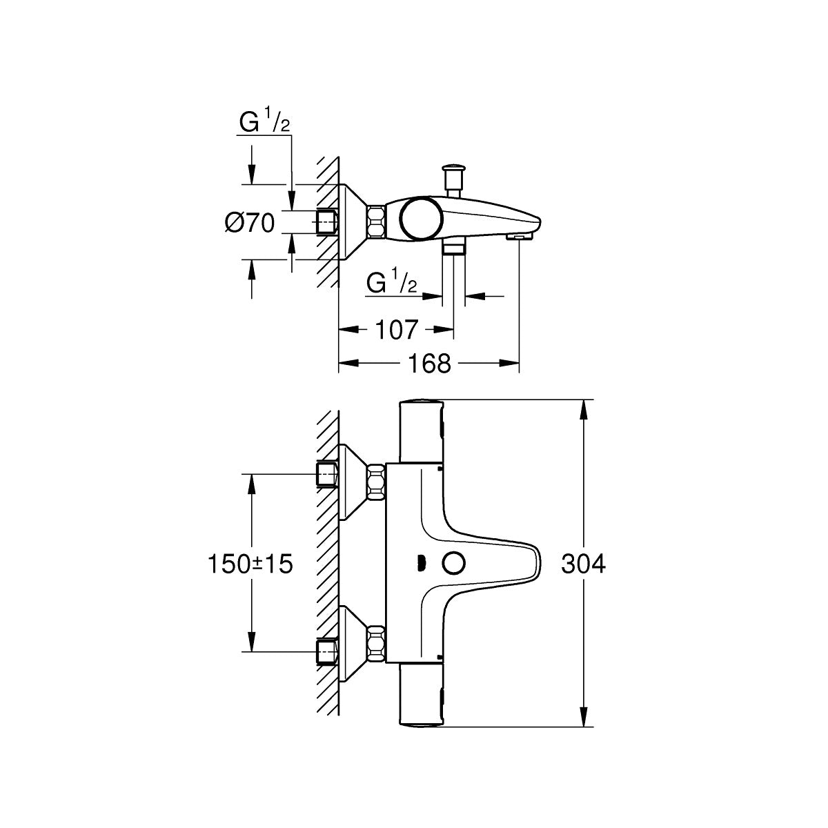 345982430 Grohe Precision Start stenska termostatska armatura za kad