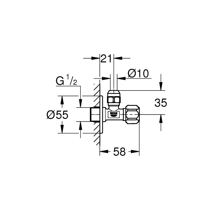 22018000 Grohe Universal kotni ventil 1/2''-3/8''