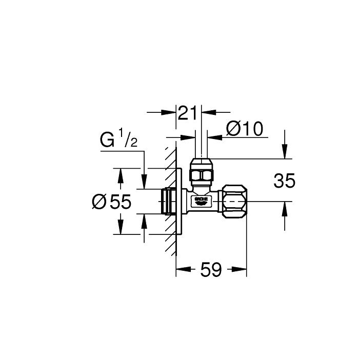 22023000 Grohe Universal kotni ventil 1/2''-3/8''
