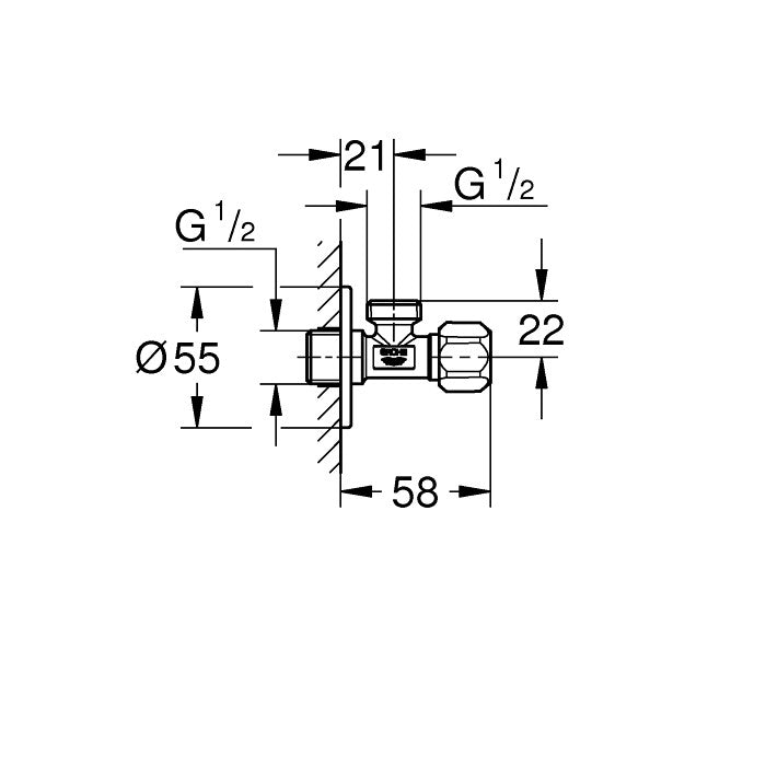 22032000 Grohe Universal kotni ventil 1/2''-1/2''