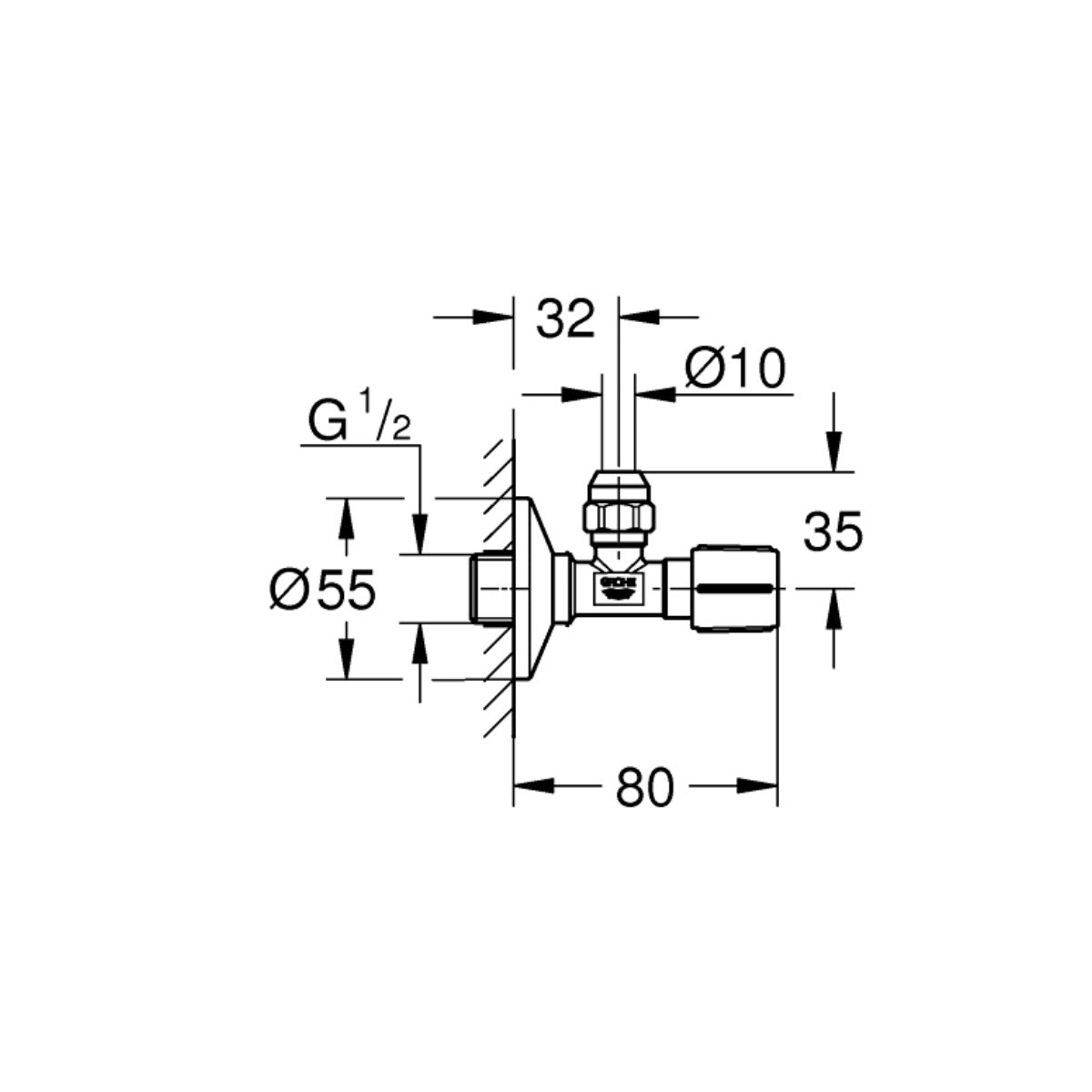 22074KF0 Grohe Universal kotni ventil 1/2''-3/8''