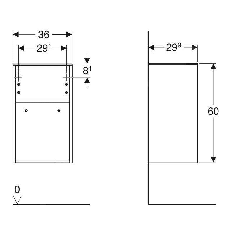 500.358.JK.1 Geberit Smyle Square 36 x 30 cm odprta stranska omarica