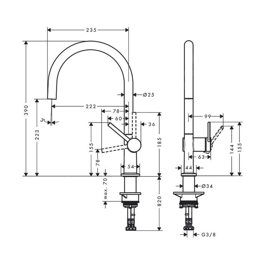 72804800 Hansgrohe Talis M54 vrtljiva kuhinjska armatura