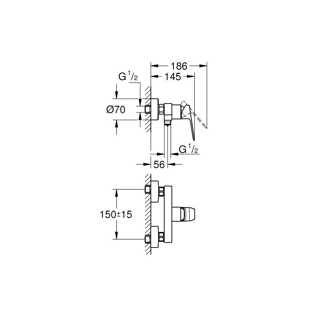 1018242430 Grohe Cubeo stenska armatura za tuš