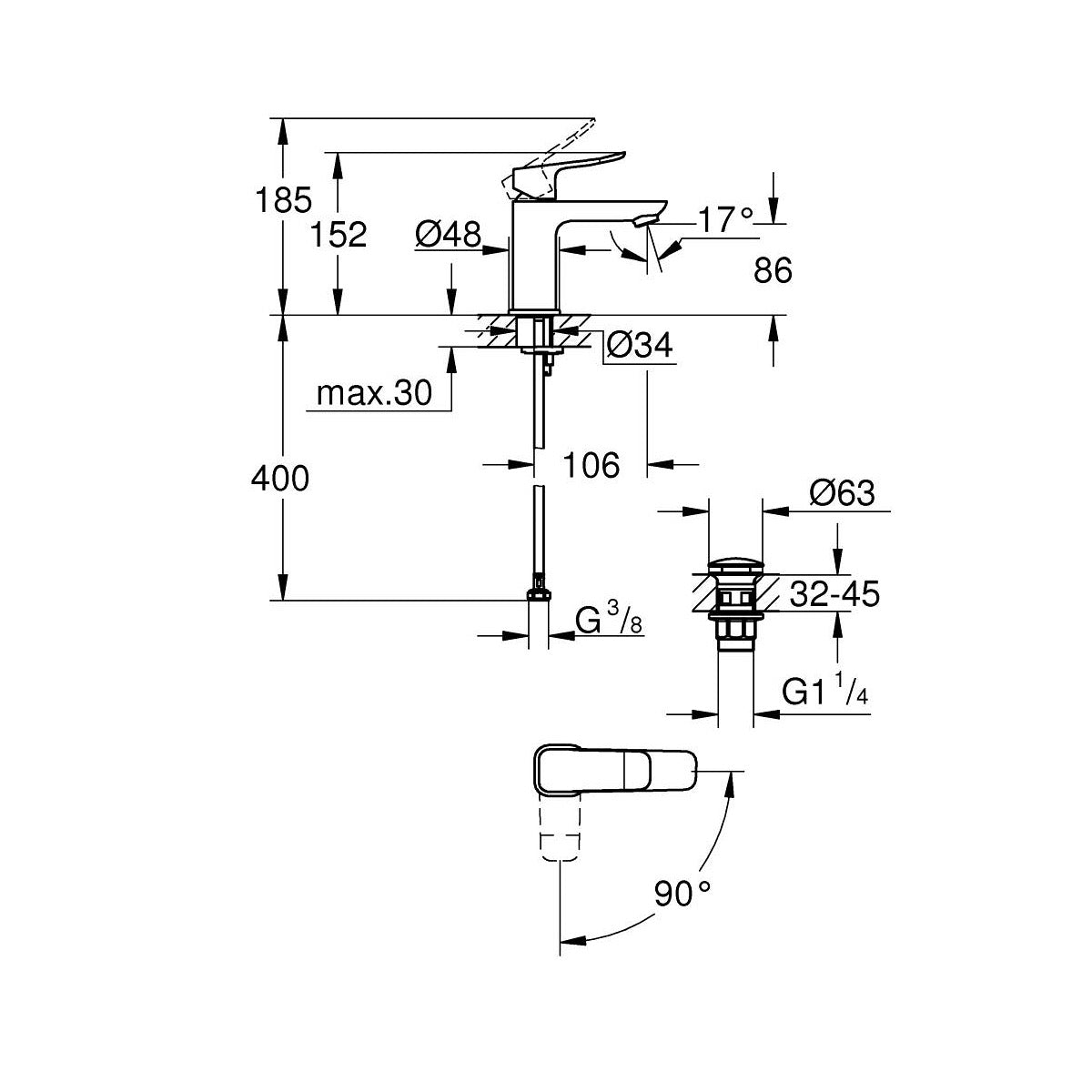 1018610000 Grohe Dice Cold Start armatura za umivalnik