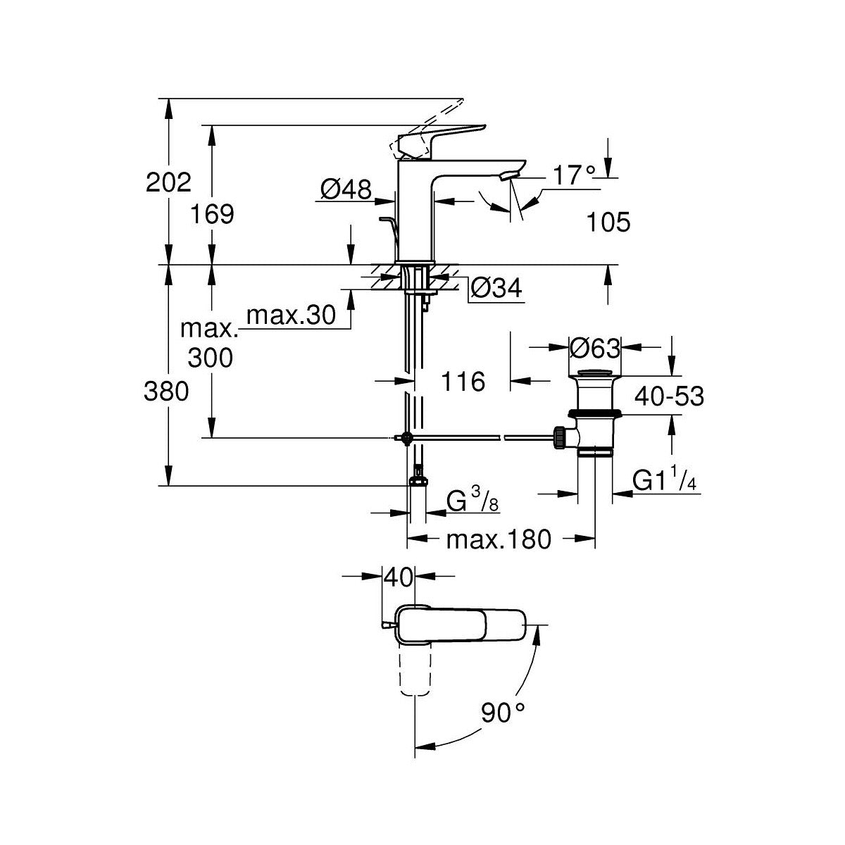 1017560000 Grohe Cubeo ColdStart armatura za umivalnik