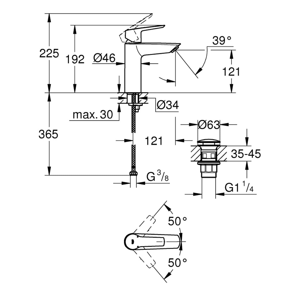 242042432 Grohe Start Click-Clack armatura za umivalnik