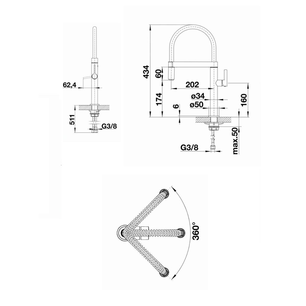519843 Blanco Culina-S Mini izvlečna kuhinjska armatura