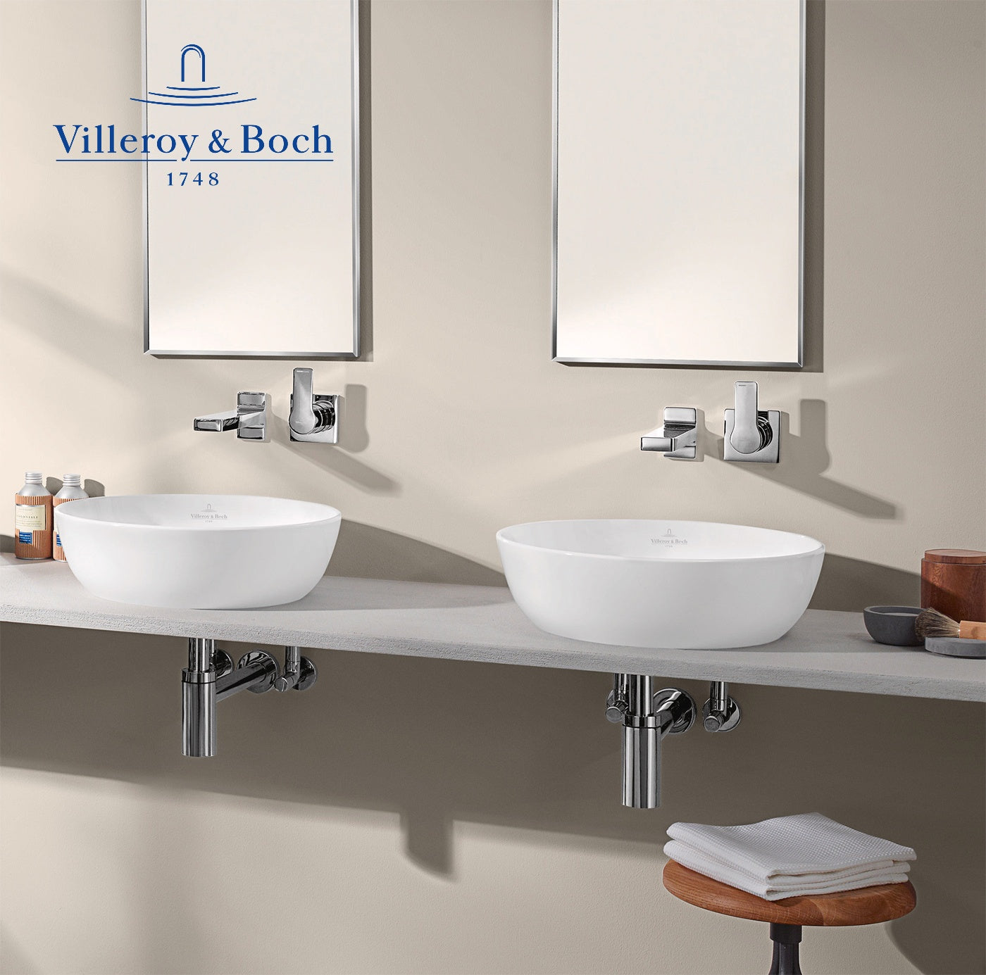 41794301 Villeroy & Boch 43 x 43 cm okrogli nadpultni keramični umivalnik