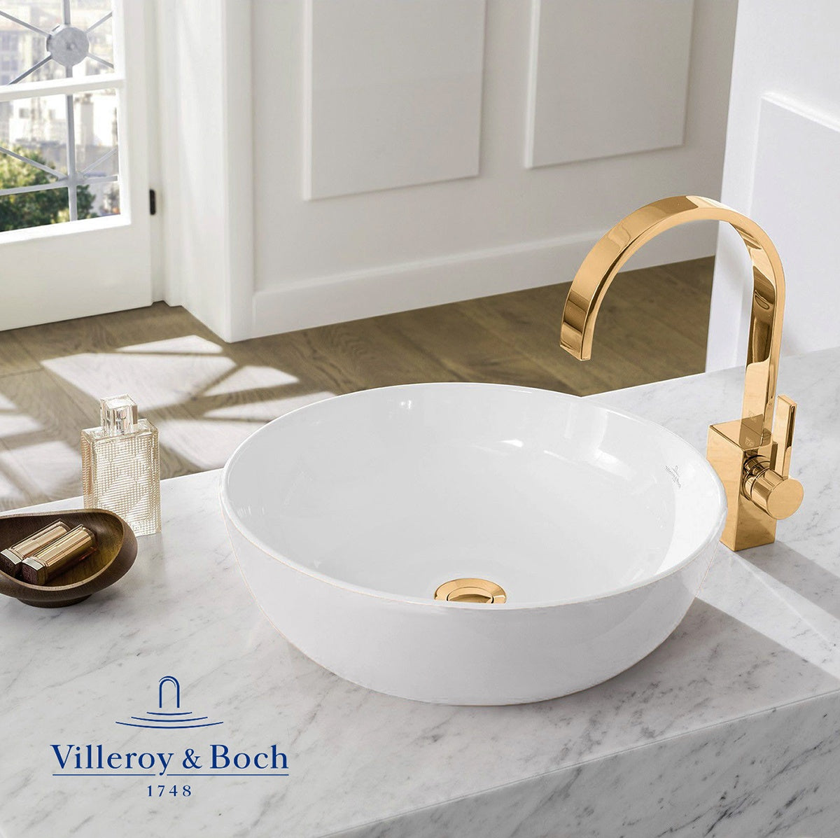 41794301 Villeroy & Boch 43 x 43 cm okrogli nadpultni keramični umivalnik