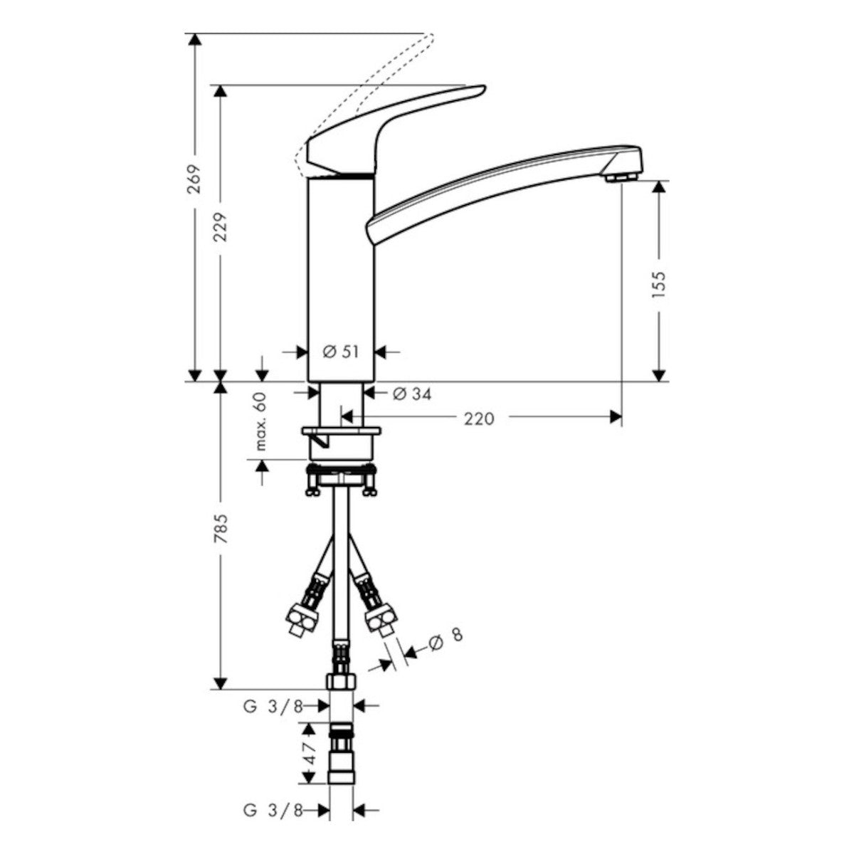 31804000 Hansgrohe Focus M41 vrtljiva kuhinjska armatura za nizkotlačni grelnik (3 cevi)