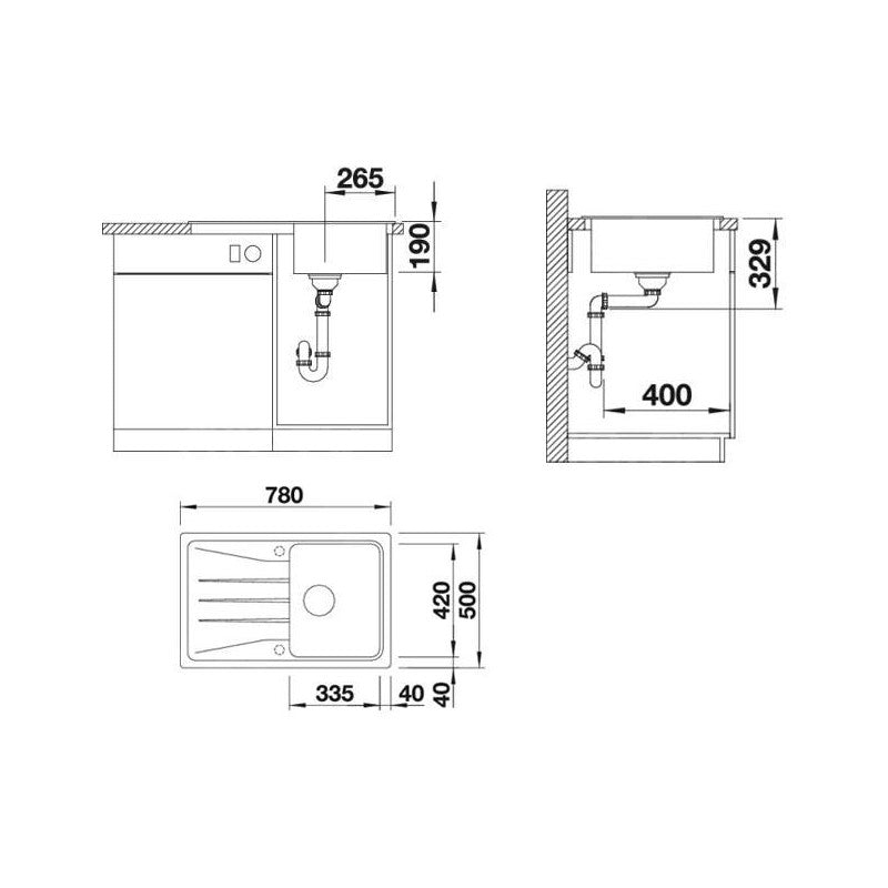 519669 Blanco Sona 45 S pomivalno korito iz umetnega kamna