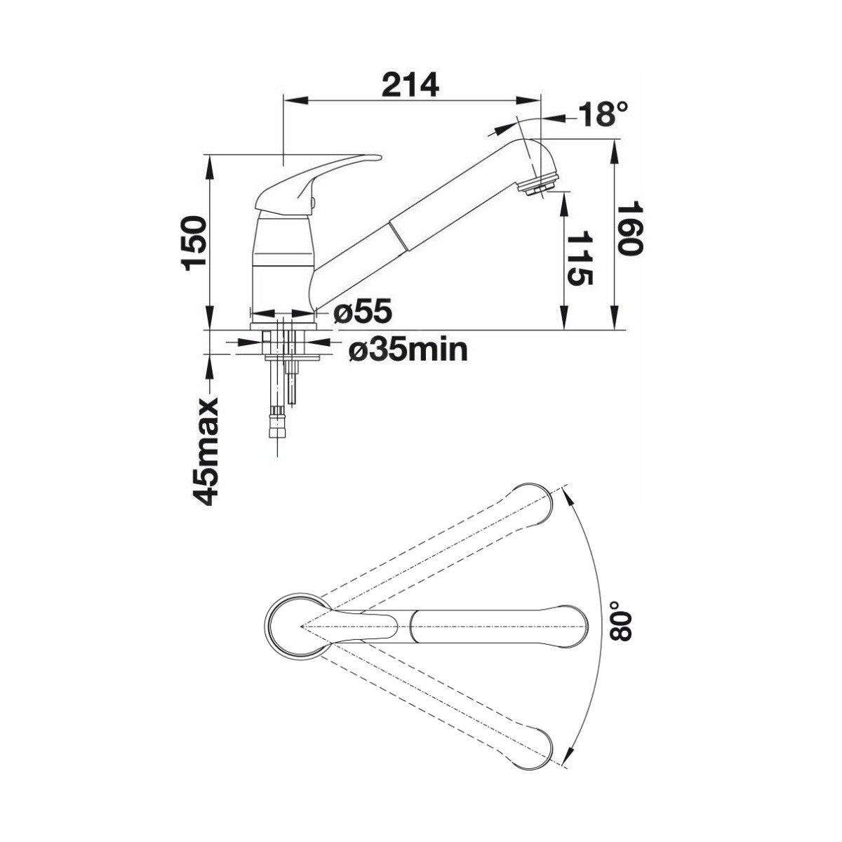 521752 Blanco Daras S-F vrtljiva izvlečna kuhinjska armatura za pod okno