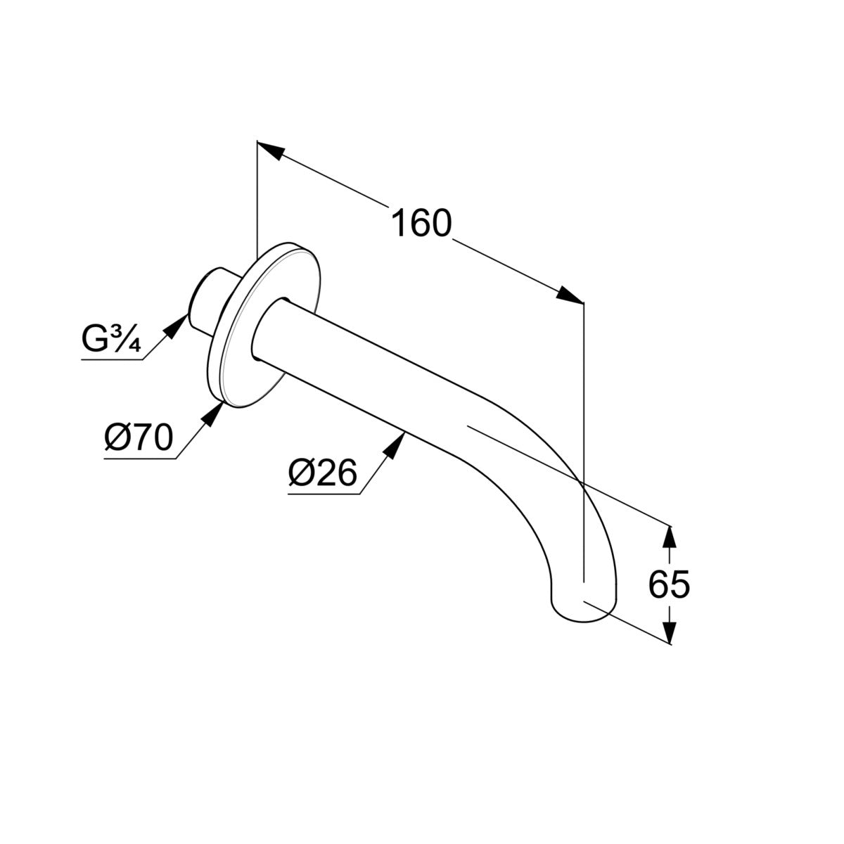 3850539 Kludi Bozz stenski izliv za kad črni