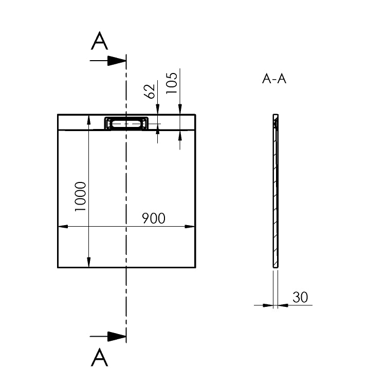 40336 Polysan Kazuko 100 x 90 cm pravokotna tuš kad iz litega marmorja