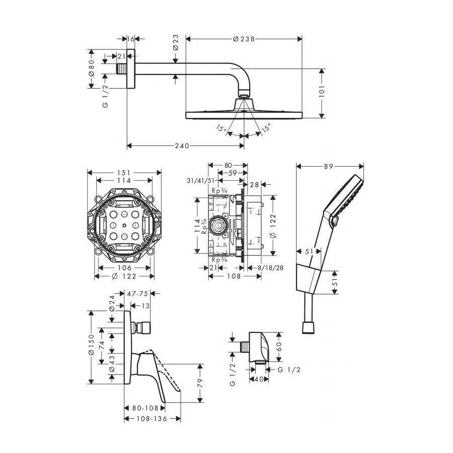 27958000 Hansgrohe Crometta S podometni komplet za tuš