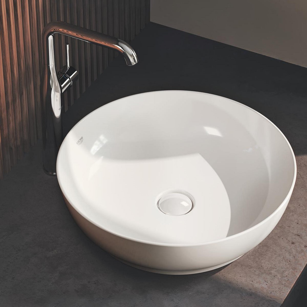 103560SH00 Grohe Essence 45 x 45 cm okrogli beli nadpultni keramični umivalnik