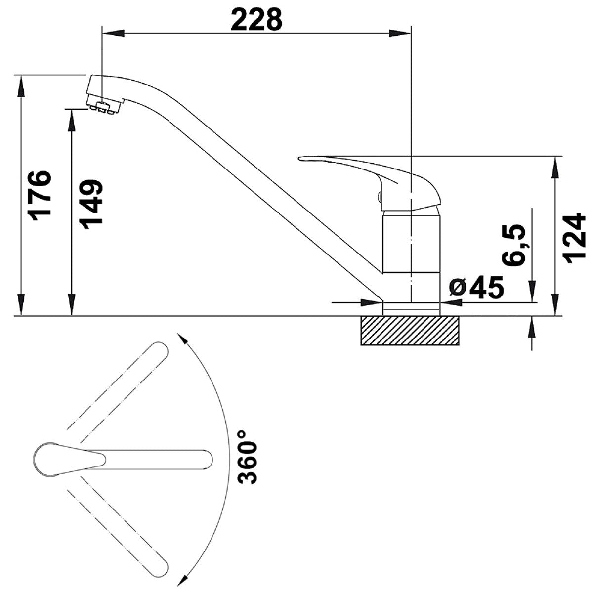 519723 Blanco Daras vrtljiva kuhinjska armatura za nizkotlačni grelnik (3 cevi)