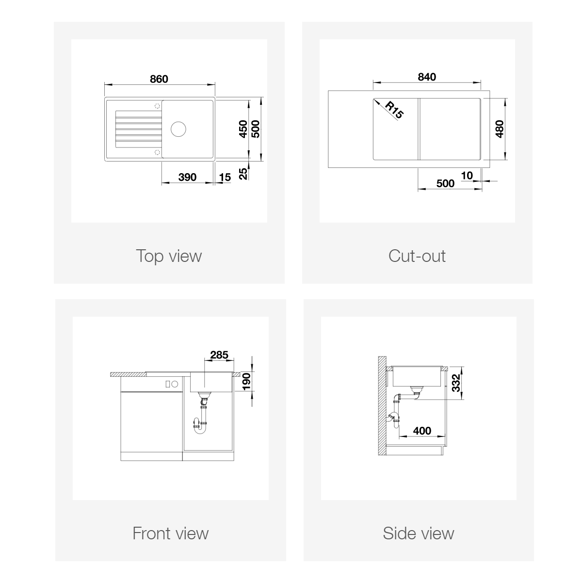 Pomivalno korito 520511 Blanco Zia 5 S pomivalno korito iz umetnega kamna | KOPALNICA-ONLINE.SI