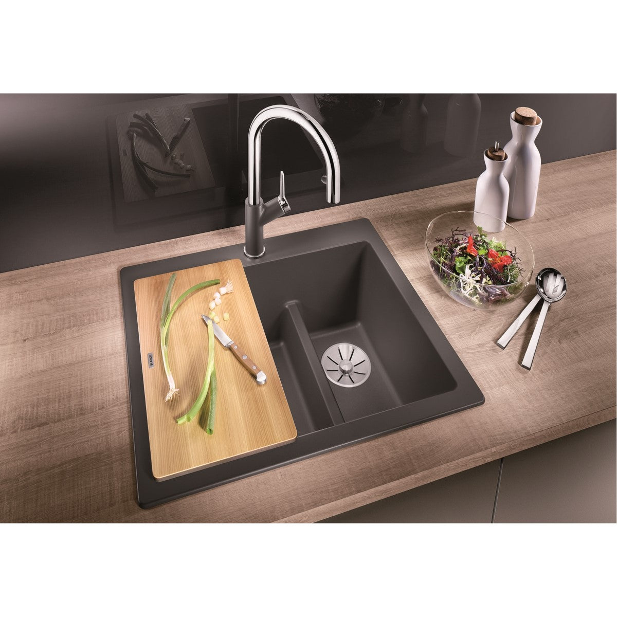 521689 Blanco Pleon 6 Split dvojno pomivalno korito iz umetnega kamna