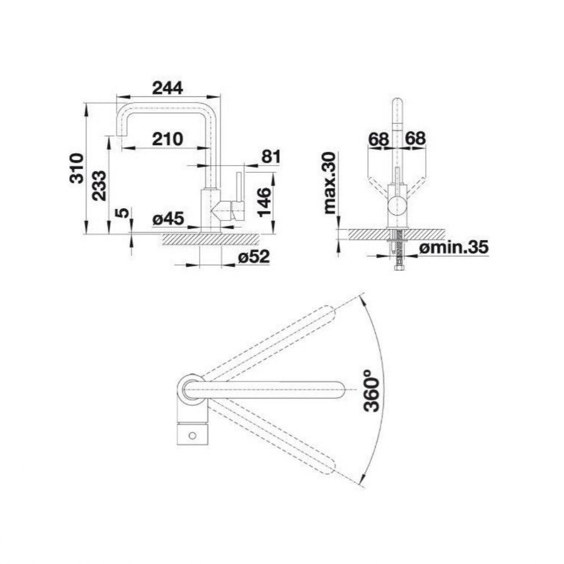 Kuhinjska armatura 523103 Blanco Mili vrtljiva kuhinjska armatura | KOPALNICA-ONLINE.SI