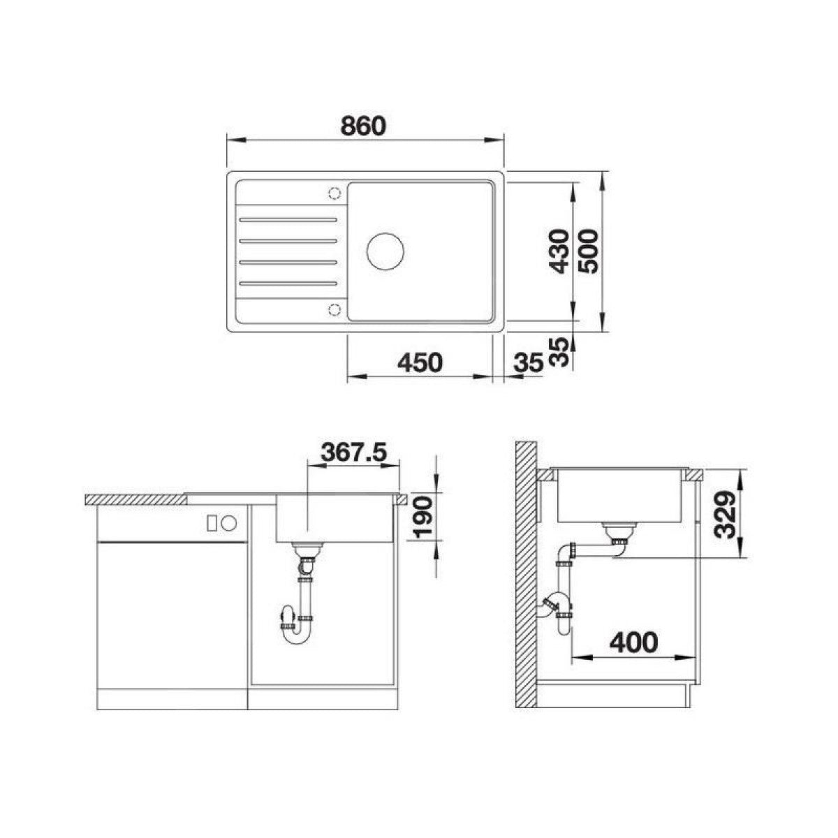 523328 Blanco Legra XL 6 S pomivalno korito iz umetnega kamna