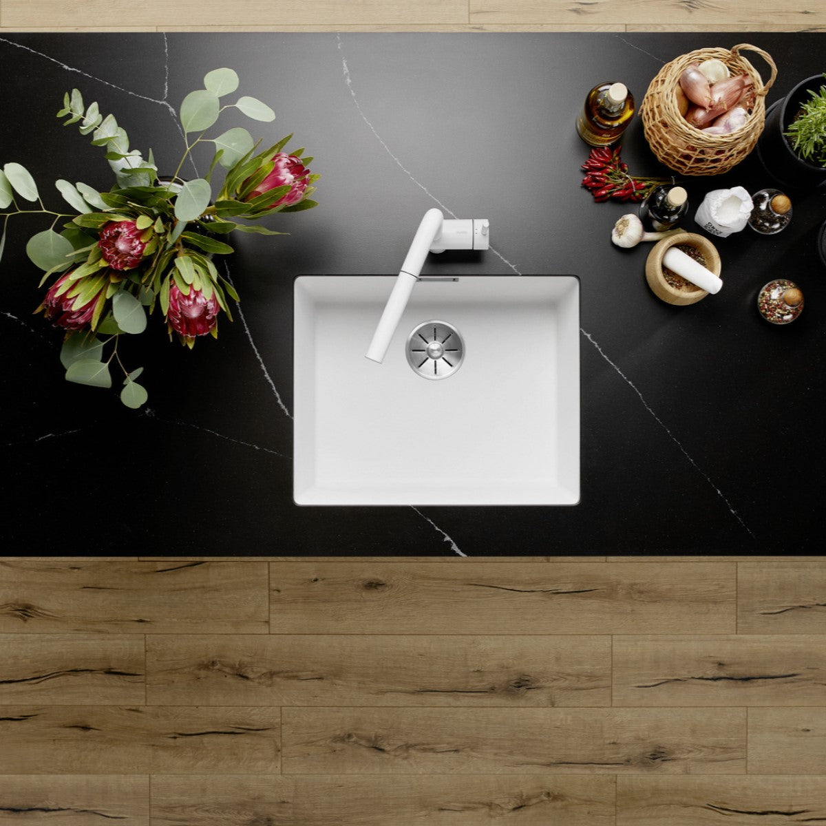 523439 Blanco Subline 500-U pomivalno korito iz umetnega kamna