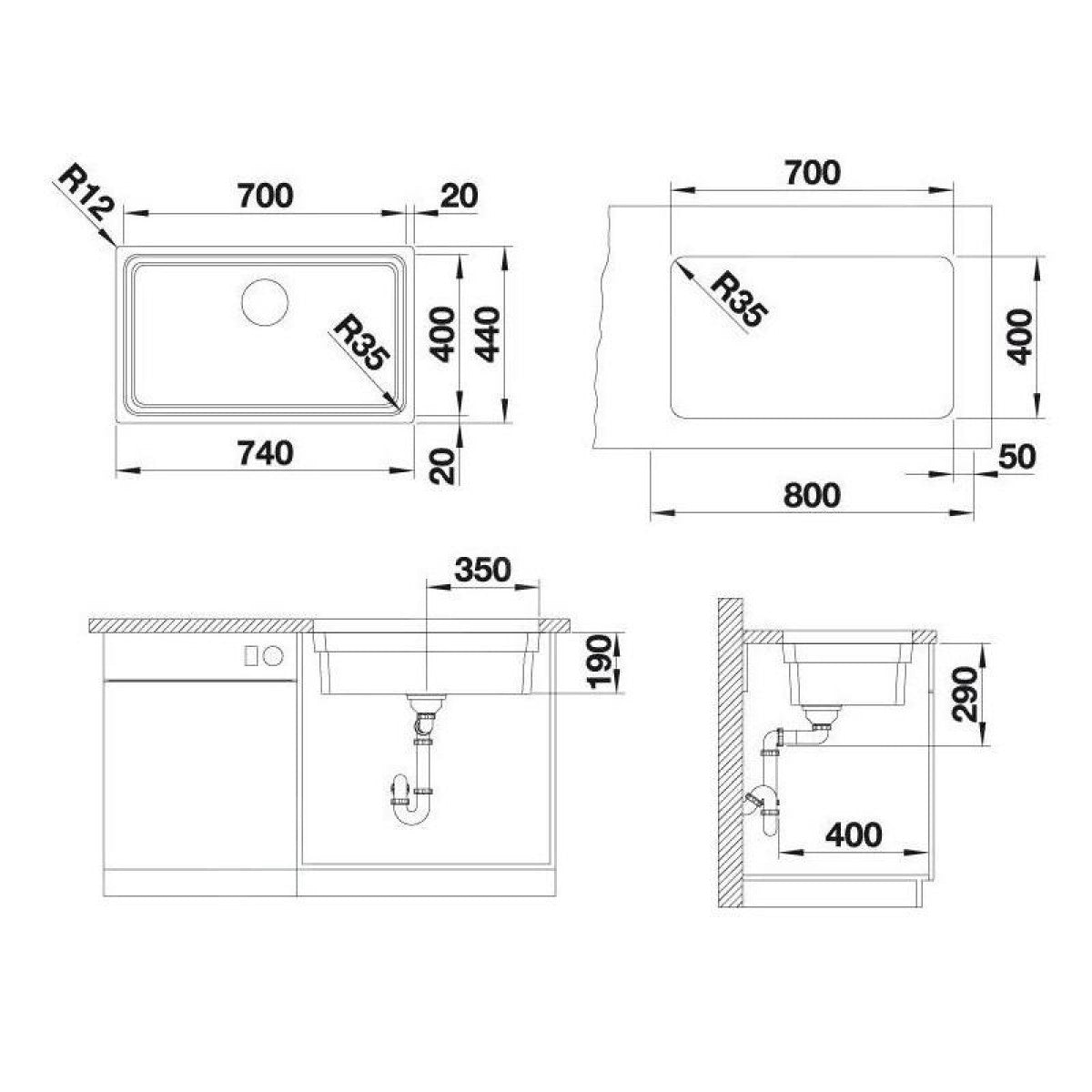524270 Blanco Etagon 700-U pomivalno korito iz nerjavnega jekla