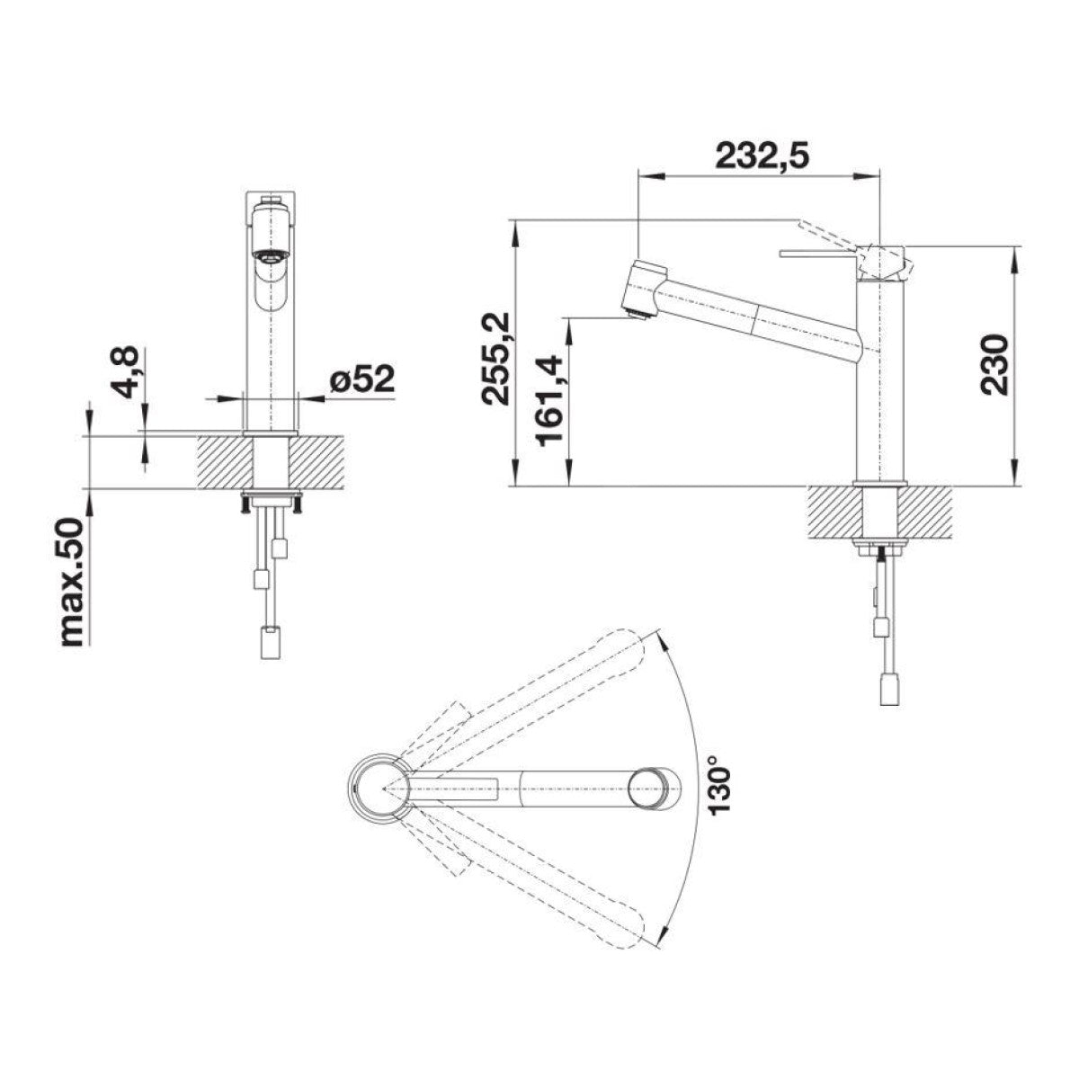 525124 Blanco Ambis-S izvlečna kuhinjska armatura za nizkotlačni grelnik (3 cevi)