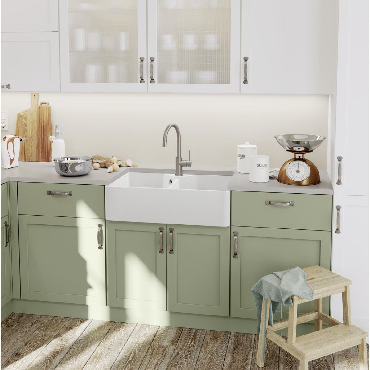 525164 Blanco Villae Farmhouse Double dvojno pomivalno korito iz keramike