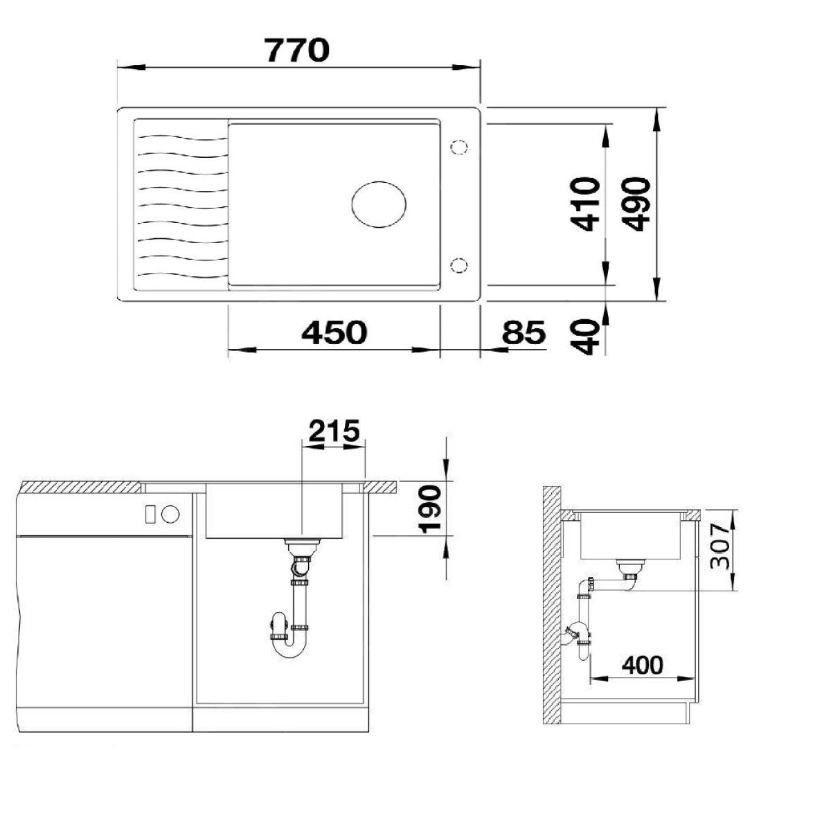 525884 Blanco Elon XL 6 S-F pomivalno korito iz umetnega kamna