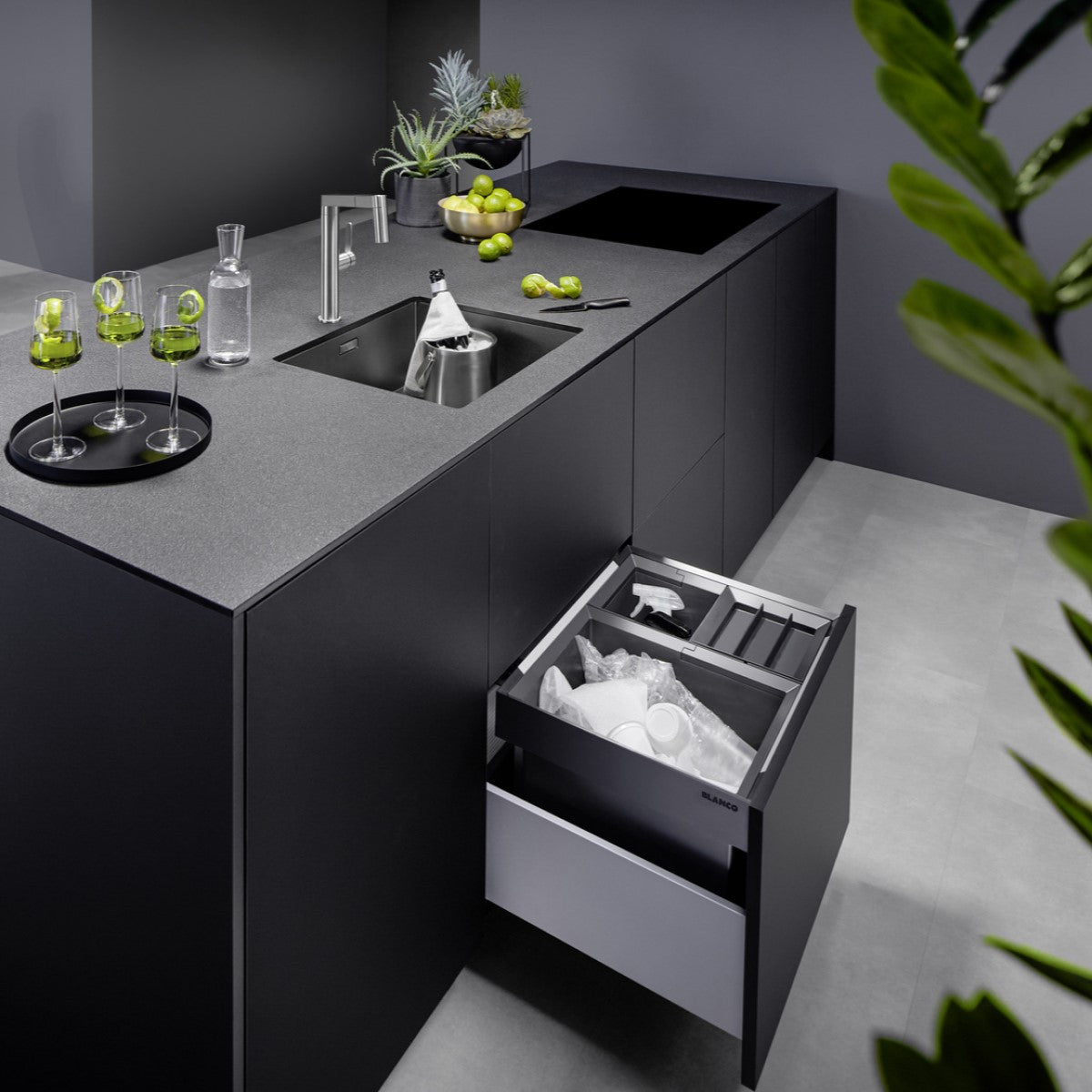 526243 Blanco Zerox 500-U Dark steel pomivalno korito iz nerjavnega jekla