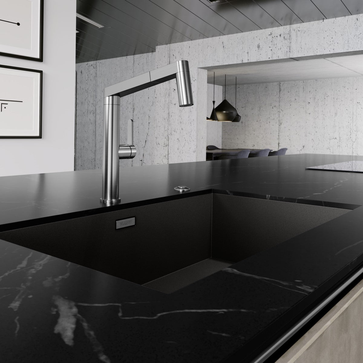 526244 Blanco Zerox 700-U Dark steel pomivalno korito iz nerjavnega jekla