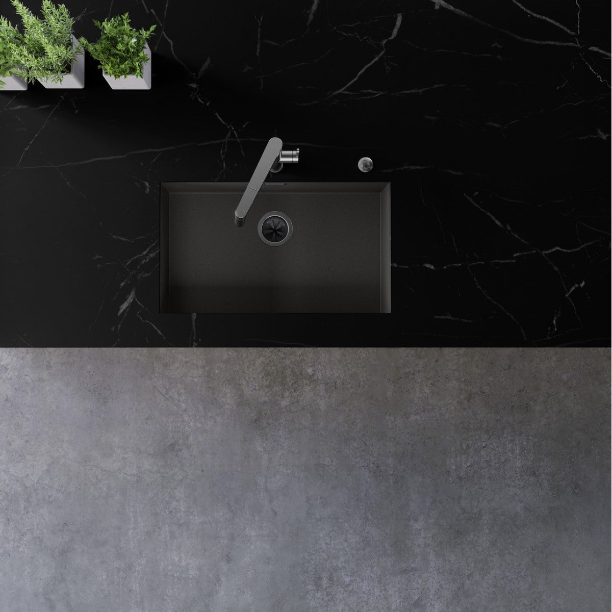 526244 Blanco Zerox 700-U Dark steel pomivalno korito iz nerjavnega jekla