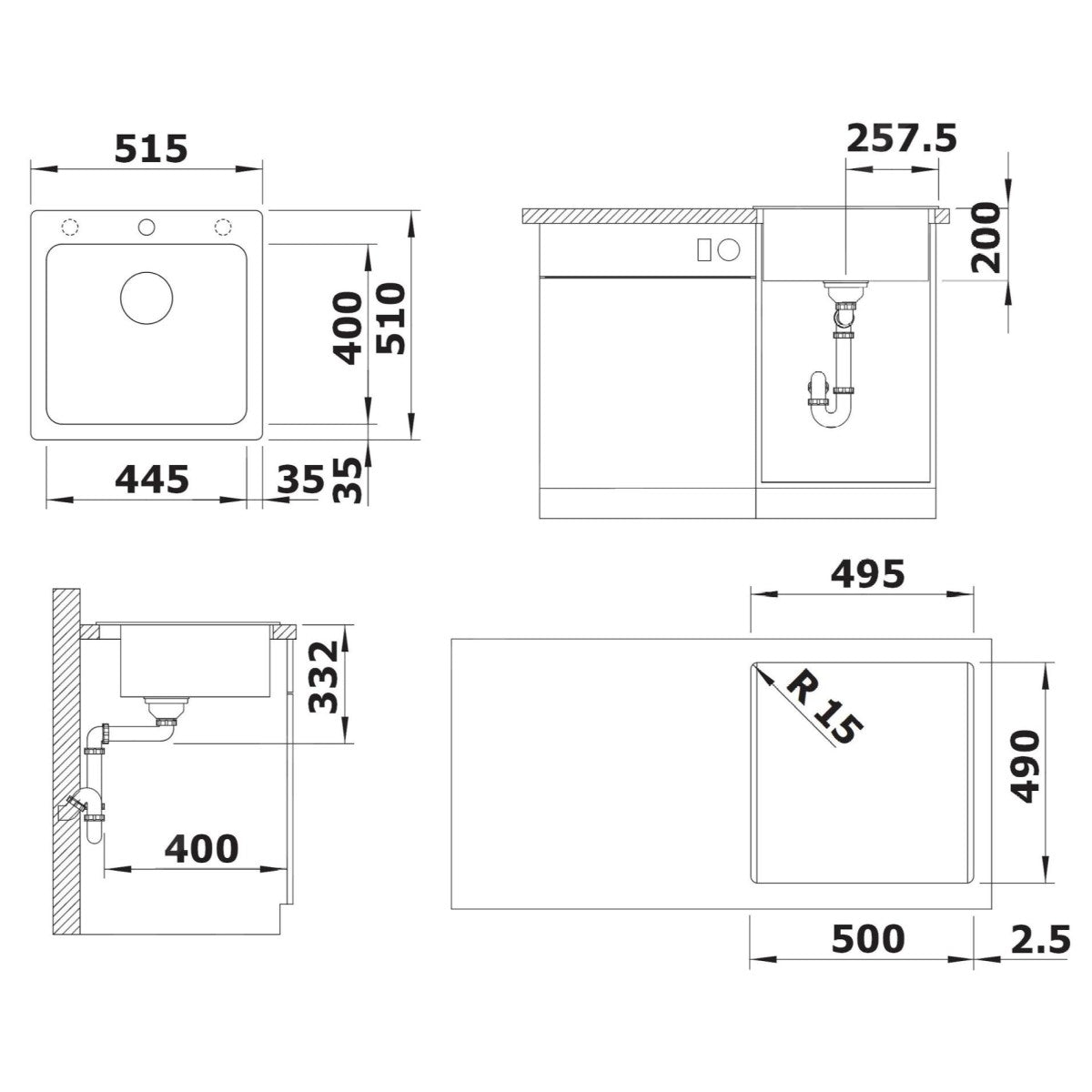 526582 Blanco Naya 5 pomivalno korito iz umetnega kamna