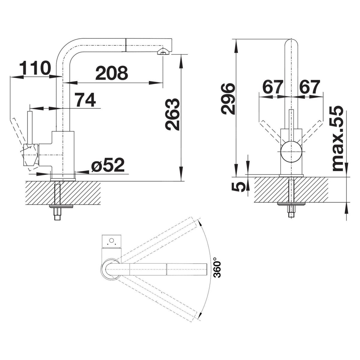526660 Blanco Mila-S črna izvlečna kuhinjska armatura