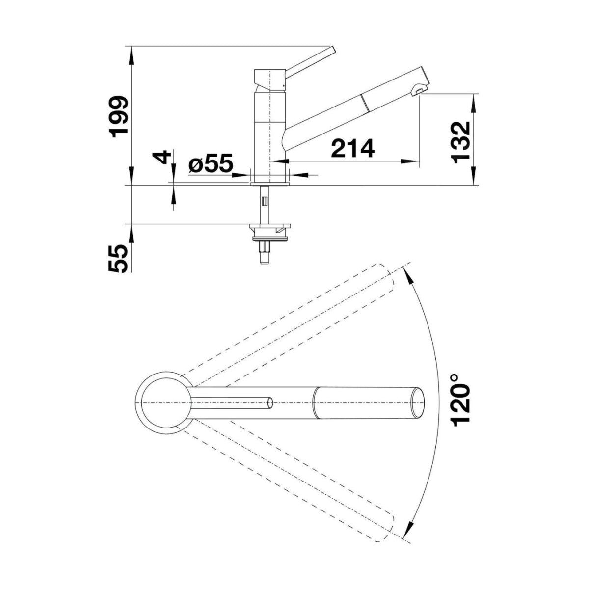 526668 Blanco Kano-S črna izvlečna kuhinjska armatura