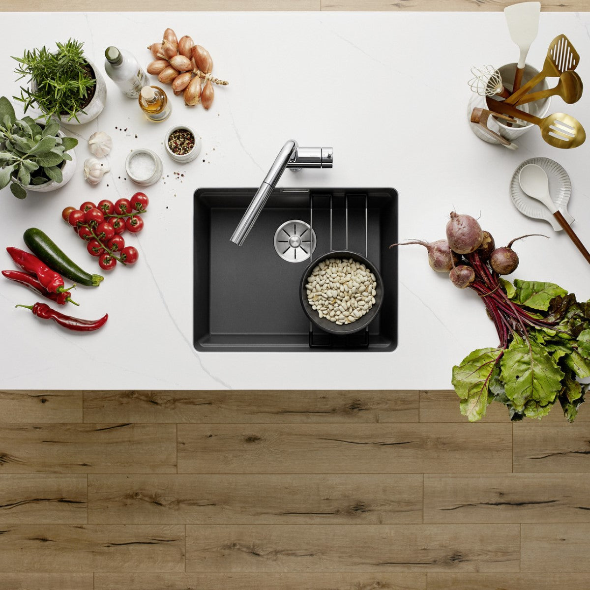 527258 Blanco Etagon 500-U pomivalno korito iz umetnega kamna