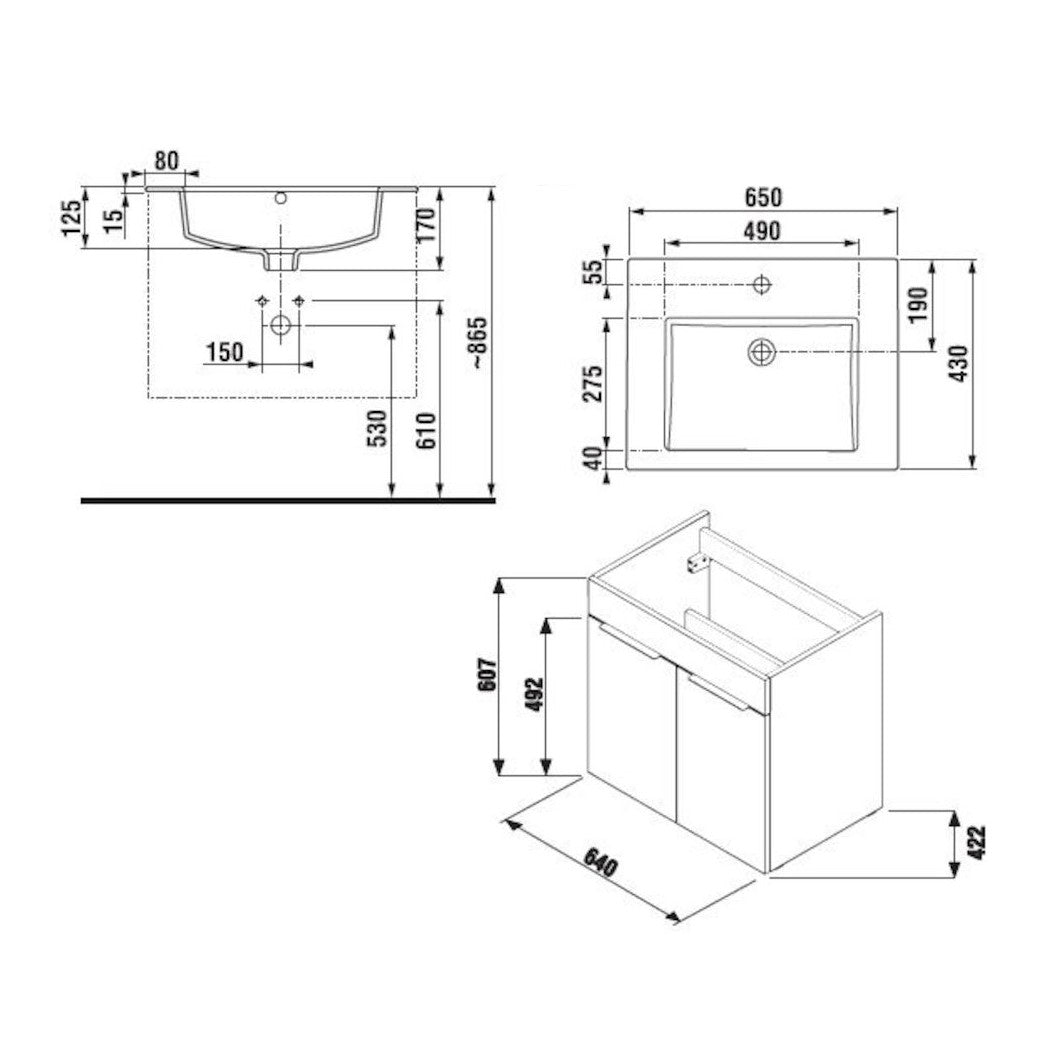 H4536011763001 Jika Cube 65 x 43 cm umivalnik z omarico