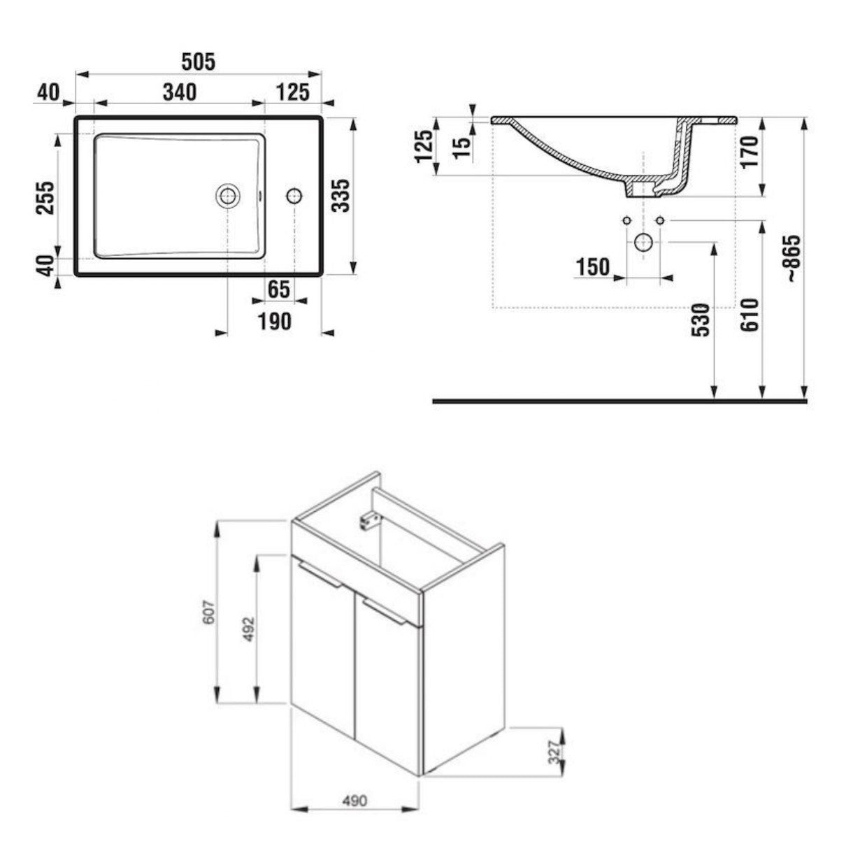 H4536411763001 Jika Cube 50,5 x 34 cm umivalnik z omarico