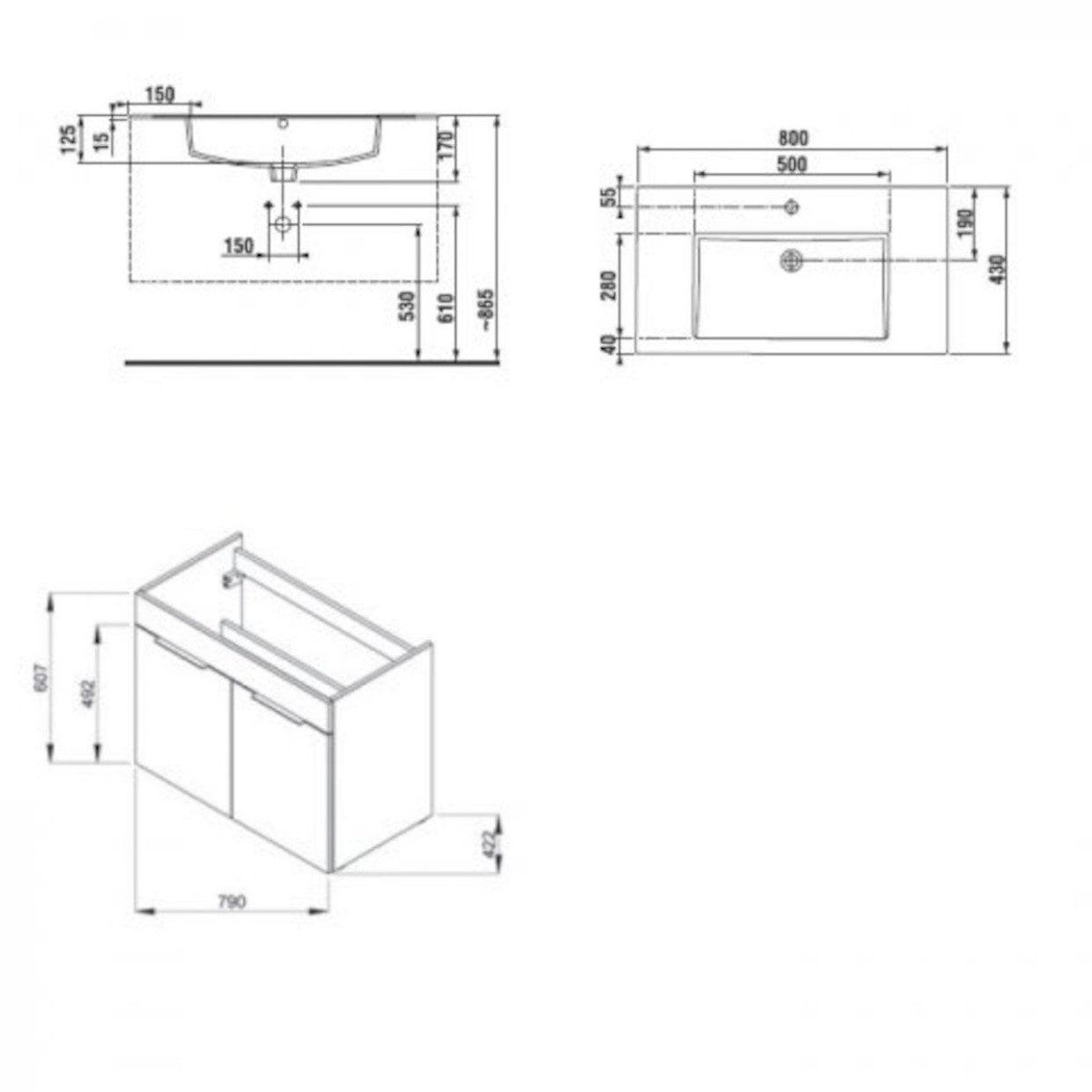 H4537521763001 Jika Cube 80 x 43 cm umivalnik z omarico