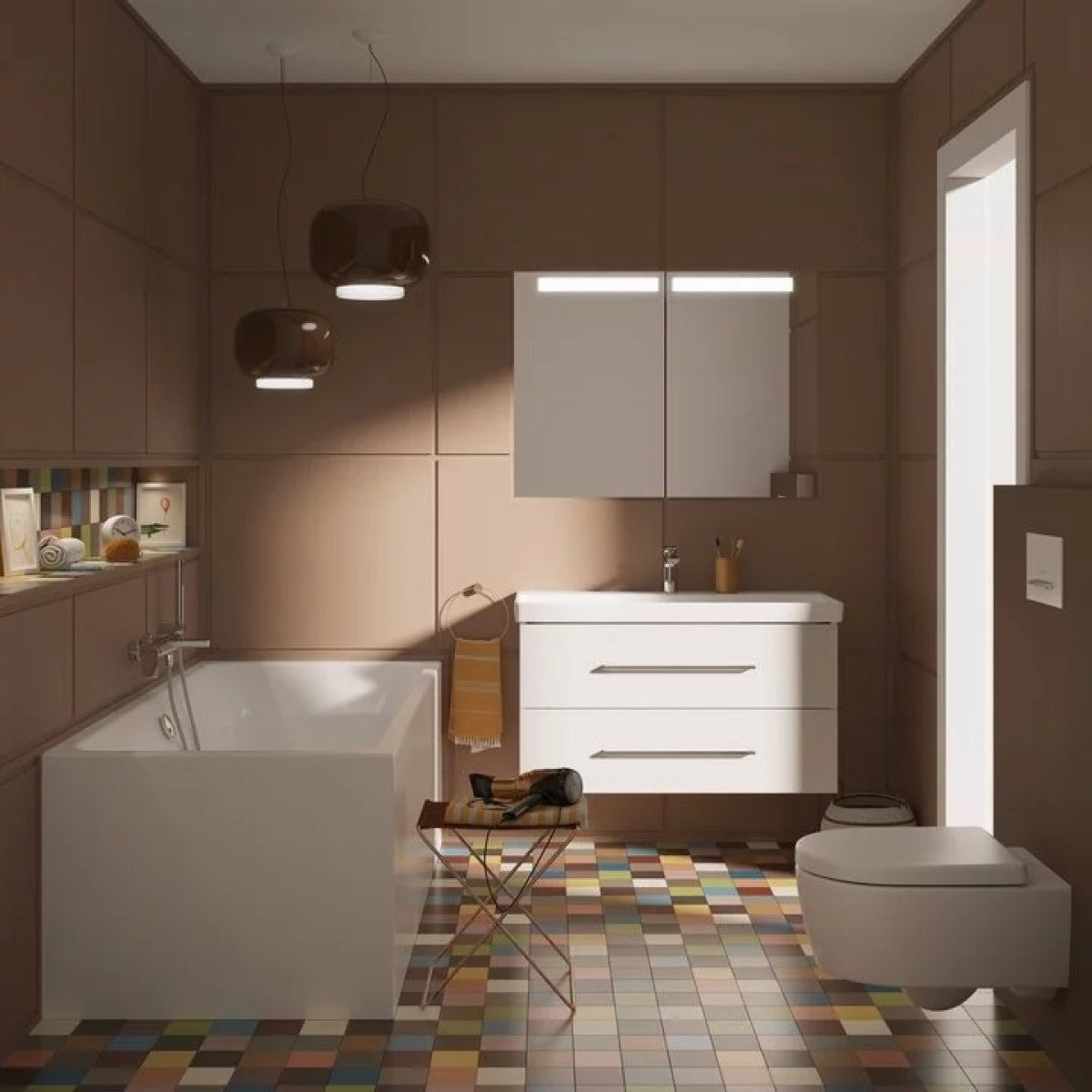 5656HR01 Villeroy & Boch Avento Combi-Pack viseča brezrobna WC školjka z WC desko s počasnim zapiranjem