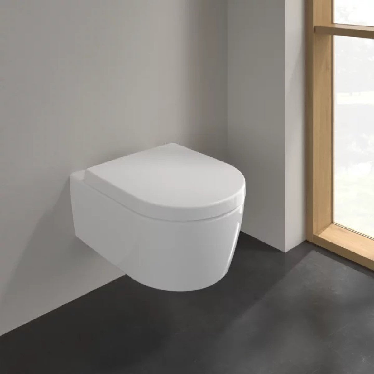 5656HR01 Villeroy & Boch Avento Combi-Pack viseča brezrobna WC školjka z WC desko s počasnim zapiranjem