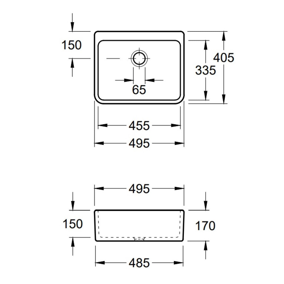 63210001 Villeroy & Boch O.novo 49 x 40 cm keramično pomivalno korito