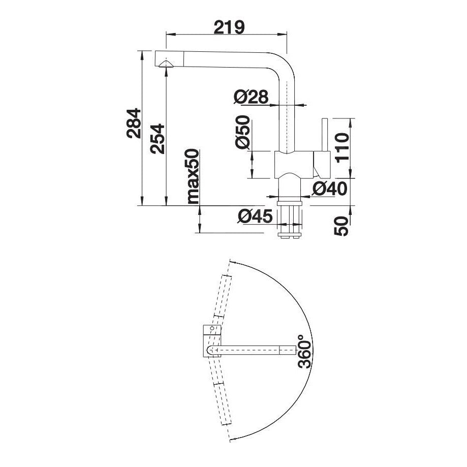 526149 Blanco Linus vrtljiva kuhinjska armatura črna
