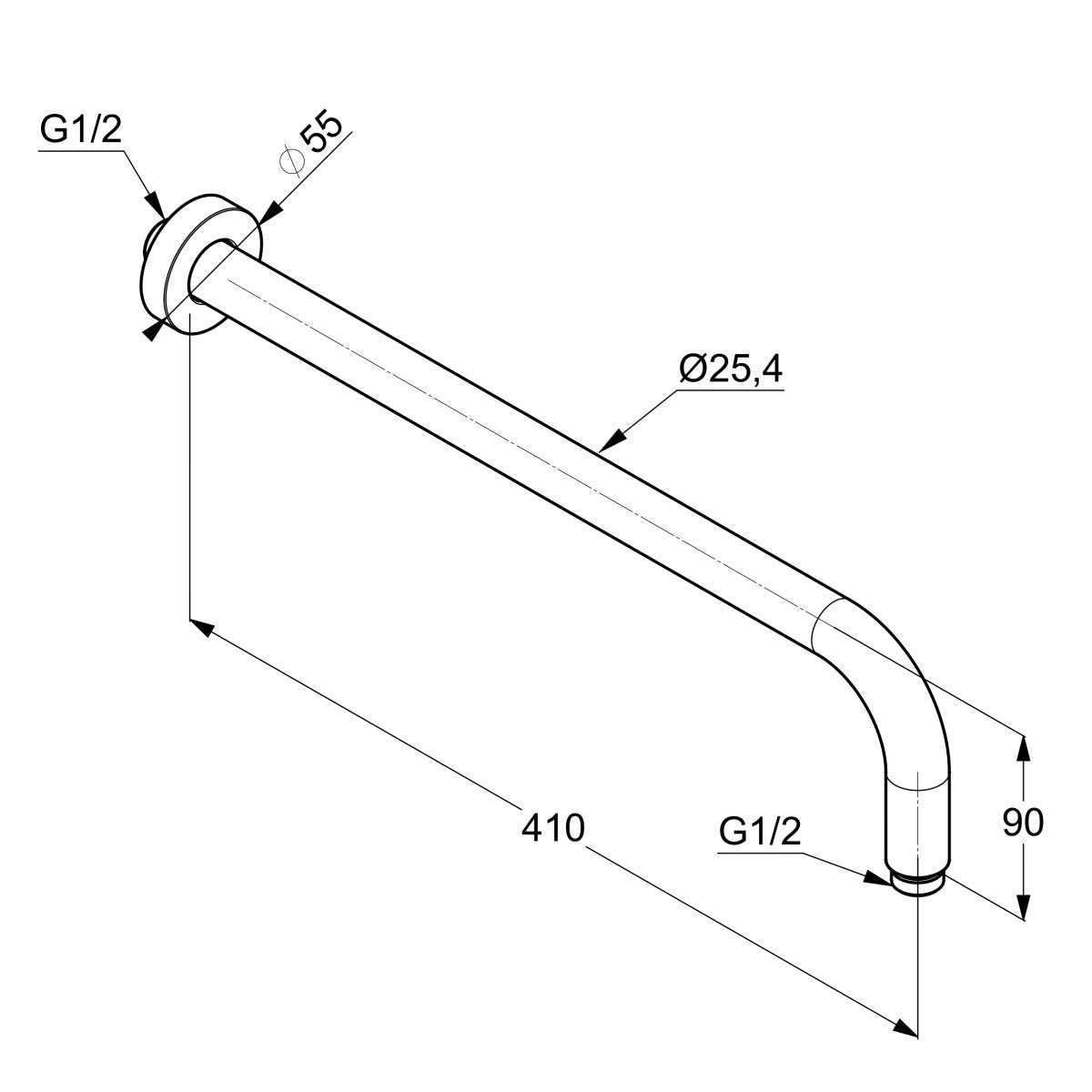 6651405-00 Kludi A-Qa držalo za nadglavno prho